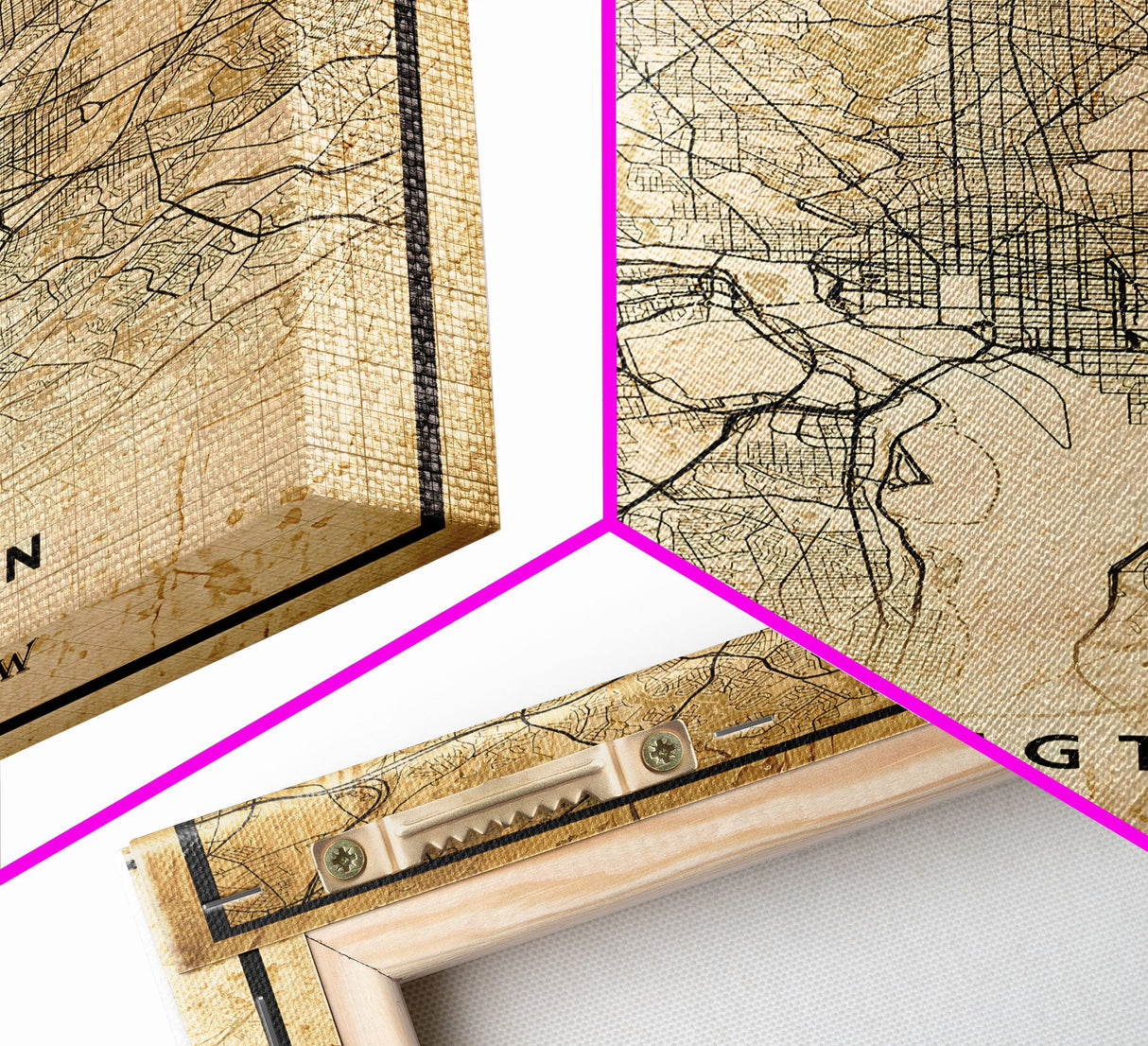 Vintage Washington map print poster or framed canvas | Washington dc city map print poster canvas | District of Columbia print poster canvas