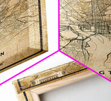 Vintage Washington map print poster or framed canvas | Washington dc city map print poster canvas | District of Columbia print poster canvas