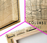 Columbus vintage map print poster or framed canvas, Ohio map print poster canvas, Columbus city map print poster canvas