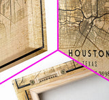 Distressed Houston map print poster canvas print, framed road map art, Texas map print poster canvas, Houston city map print poster canvas