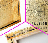 Raleigh North Carolina map print poster or framed canvas, Raleigh map print poster canvas, Raleigh city map Canvas print, Vintage Travel Art