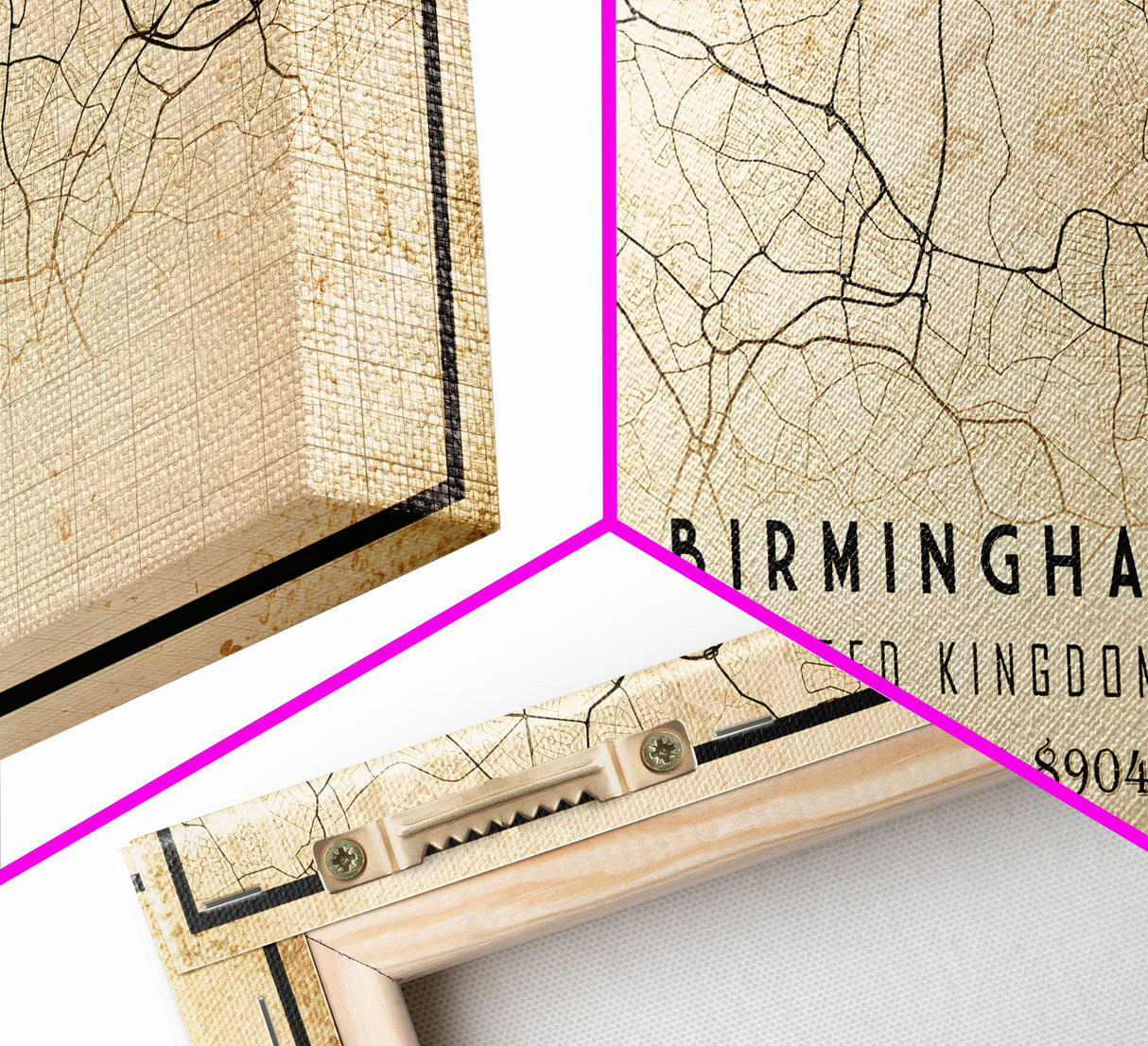 Birmingham UK map print poster or framed canvas, England map print poster canvas, UK city map print poster canvas, Vintage Travel Art