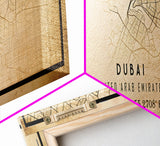 Dubai UAE Panoramic map print poster or framed canvas, Dubai map print poster canvas, Dubai city map print poster canvas, Vintage Travel Art