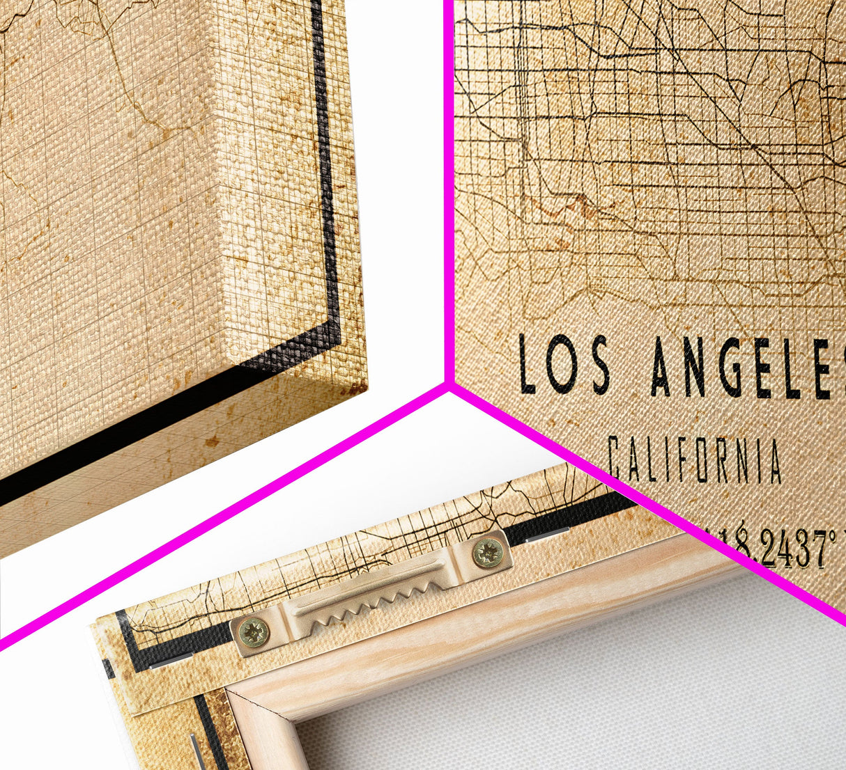 Panoramic Los Angeles Vintage Map Print | Los Angeles Map | California Map Art | City Road Map Poster | Distressed / Retro LA Street Art