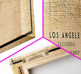 Panoramic Los Angeles Vintage Map Print | Los Angeles Map | California Map Art | City Road Map Poster | Distressed / Retro LA Street Art