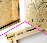 Panoramic El Paso Texas Vintage Map Print, El Paso Map, Texas Map Art, City Road Map , Vintage Gift Map, Travel Vacation Art, Rustic Map