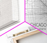 Chicago Street Map, Illinois Map, Map Print, Modern Art, Wall Art, Canvas Art, Apartment Décor, Housewarming Gift, Dorm Wall Art, Office Art