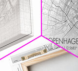 Copenhagen Street Map, Denmark Map, Map Print, Minimalist Art, Wall Art, Canvas Art, Modern Room Décor, RV Wall Décor, Gift For Pilot