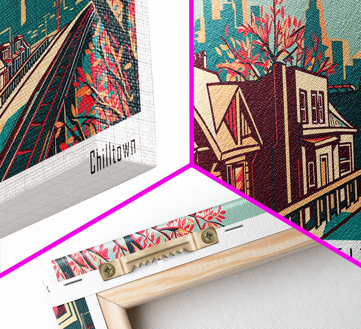 Jersey City New Jersey Panoramic Framed Canvas Print, Travel Poster, Mid Century Modern Art, Pop Art Style, Wall Decor, Office Art, Home Decor, Living Room Art