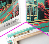 Wichita Kansas Panoramic Wall Art Framed Canvas Print, Travel Poster, Mid Century Modern Art, Pop Art Style, Wall Decor, Office Wall Art