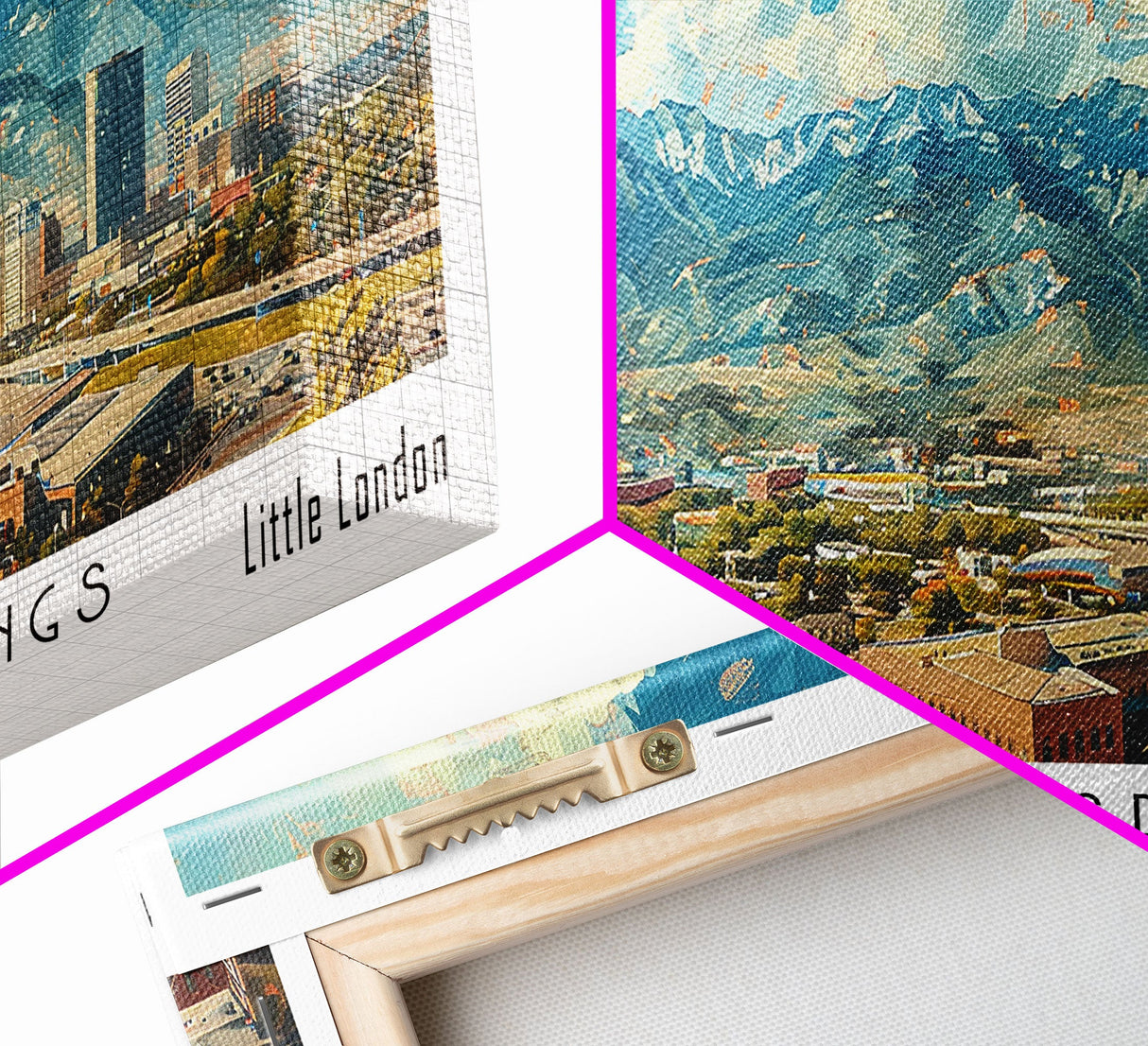 Colorado Springs Colorado Panoramic Watercolor Painting Framed Canvas Print, Travel Poster Art, Mountain Cityscape, Living Room Decor, Wall Art, Office Decoration, Colorado Gift