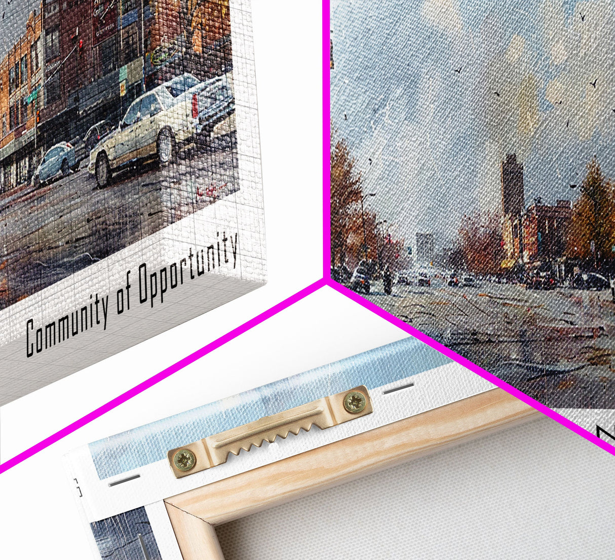 Lincoln Nebraska Panoramic Watercolor Cityscape, Framed Canvas Print for Living Room, Office Wall Art, Urban Decor, Travel Poster