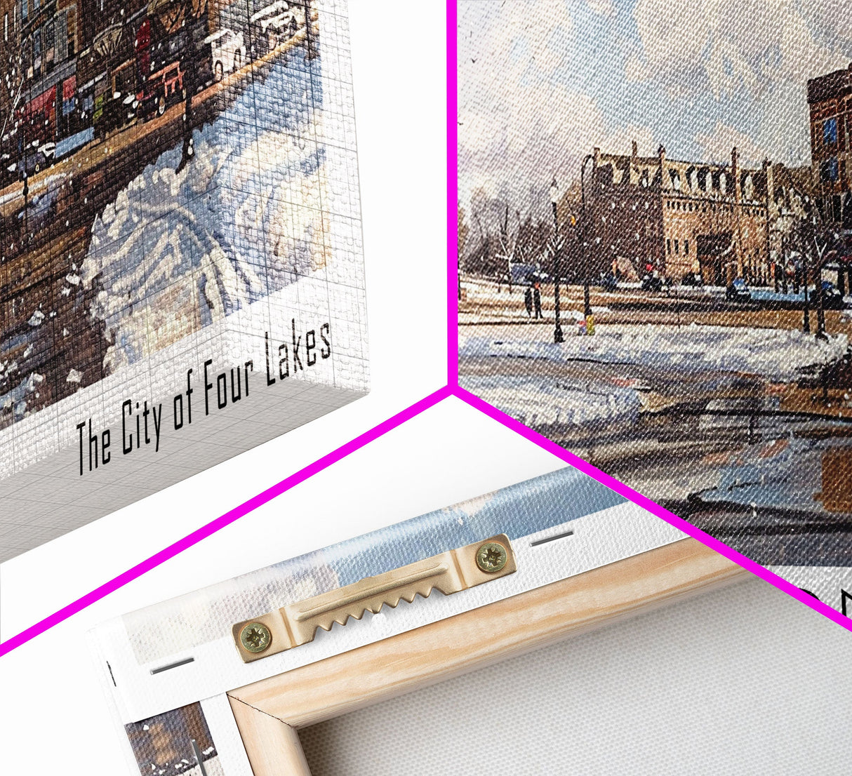 Madison Wisconsin Panoramic Watercolor Cityscape, Framed Canvas Print for Living Room, Office Wall Art, Urban Decor, Travel Poster