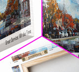 Naperville Illinois Panoramic Framed Canvas Print, Watercolor Cityscape, Office Wall Art, Travel Poster, Living Room Decor, City Art