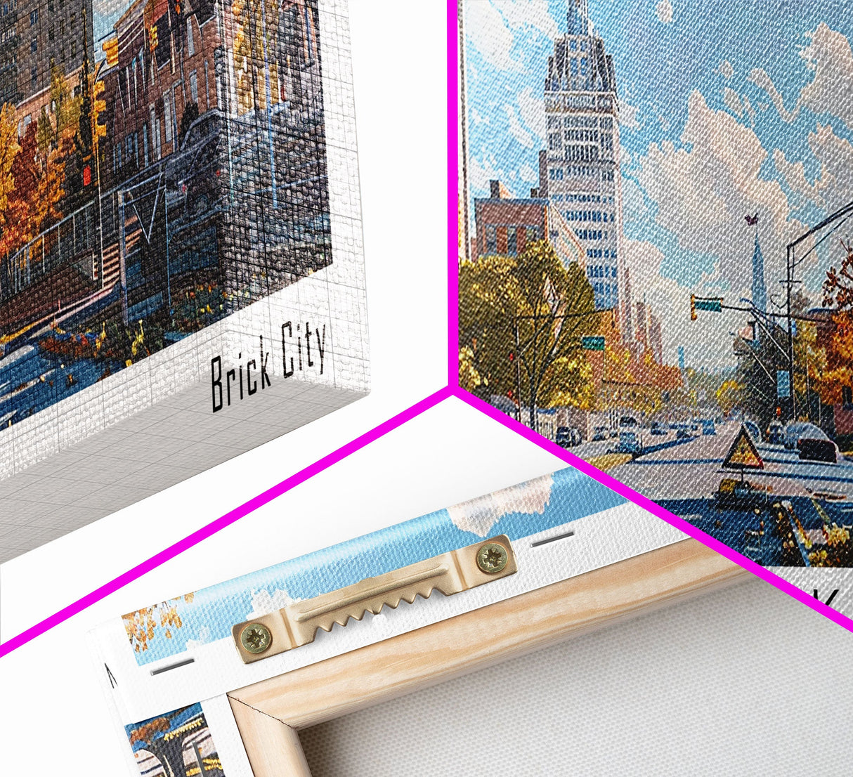Newark New Jersey Panoramic Framed Canvas Print, Watercolor City Art, Office Wall Decor, Travel Poster, Living Room Decor, City Art