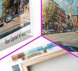 Tyler Texas Panoramic Wall Art, Framed Canvas Print, Retro Style Travel Poster, Unique Living Room Decor, Artistic Office Piece, Original Gift