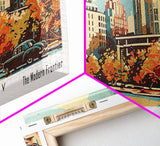 Oklahoma City Oklahoma Panoramic Wall Art, Mid Century Modern Framed Canvas Print, Retro Pop Art Travel Poster, Home Decor, Office Art, Gift Idea, Living Room Wall Hanging