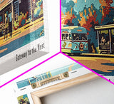 Omaha Nebraska Panoramic Painting, Mid Century Modern Framed Canvas Print, Retro Pop Art Travel Poster, Living Room Art, Home Decor, Office Wall Art, Vintage Style