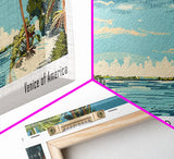Cape Coral Florida Panoramic Painting, Mid Century Modern Framed Canvas Print, Retro Pop Art Travel Poster, Home Decor, City Print