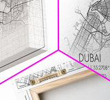 Dubai Street Map, United Arab Emirates Map, Map Print, Minimalist Art, Wall Art, Canvas Art, Cabin Wall Art, Gift For Traveler, Room Décor