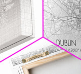 Dublin Street Map, Ireland Map, Map Art, Minimalist Art, Wall Art, Canvas Art, Game Room Décor, Man Cave Wall Décor, Industrial Décor