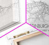 Edinburgh Street Map, Scotland Map, Map Art, Minimalist Art, Wall Art, Canvas Art, Travel Wall Art, Husband Gift, Office Décor For Men