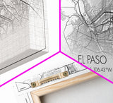 El Paso Street Map, Texas Map, Map Art, Minimalist Art, Wall Art, Canvas Art, Dorm Room Décor, Unique Room Décor, Father Gift, Prints