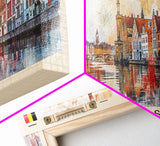 Bruges Belgium Travel Art, City Art, Framed Canvas Print or Metal Wall Art, Europe Travel Poster, Panoramic Wall Art, Extra Wide Wall Art