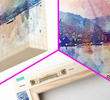 Burgas Bulgaria Panoramic Travel Poster, Framed Canvas Print or Metal Wall Art, Travel Art, Home Decor, Panoramic Painting, Midcentury Art