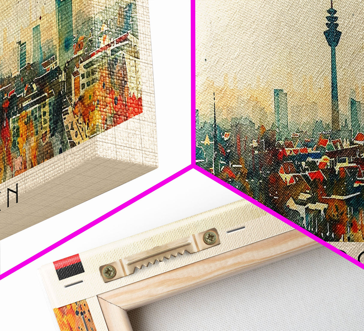 Gelsenkirchen Germany Panoramic Travel Poster, Framed Canvas Print or Metal Wall Art, Travel Art, Home Decor, Panoramic Painting, Midcentury Art