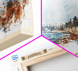 Heraklion Greece Panoramic Travel Poster, Framed Canvas Print or Metal Wall Art, Travel Art, Home Decor, Panoramic Painting, Midcentury Art