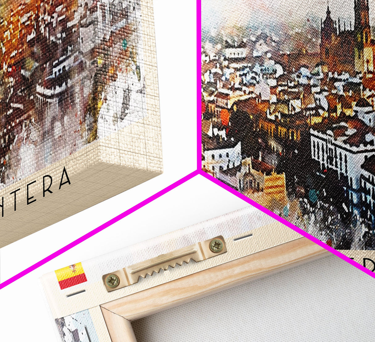 Jerez De La Frontera Spain Panoramic Travel Poster, Framed Canvas Print or Metal Wall Art, Travel Art, Home Decor, Panoramic Painting, Midcentury Art