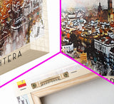 Jerez D eLa Frontera Spain Panoramic Travel Poster, Framed Canvas Print or Metal Wall Art, Travel Art, Home Decor, Panoramic Painting, Midcentury Art