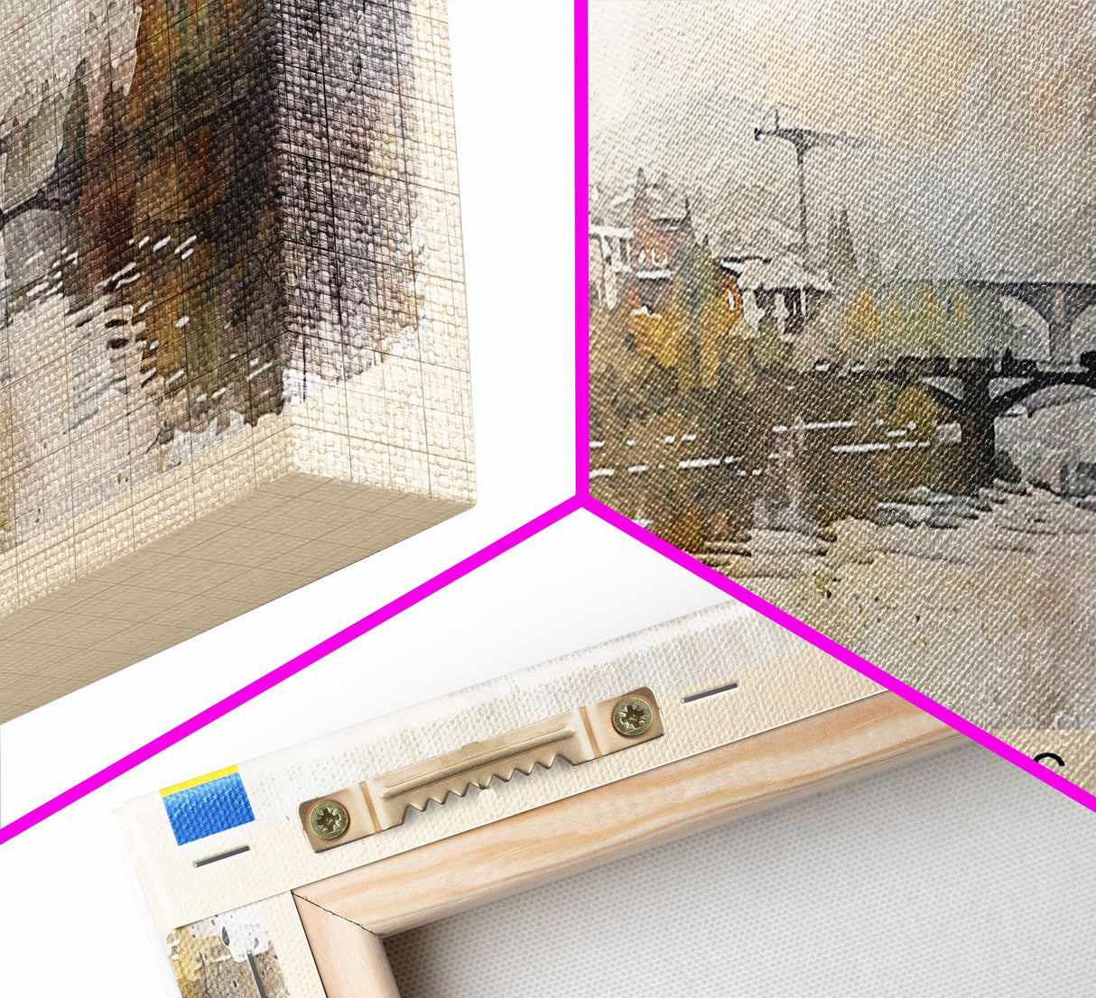 Kutaisi Georgia Panoramic Travel Poster, Framed Canvas Print or Metal Wall Art, Travel Art, Home Decor, Panoramic Painting, Midcentury Art