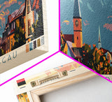 Freiburg Germany Panoramic Travel Poster, Framed Canvas Print or Metal Wall Art, Travel Art, Home Decor, Panoramic Painting, Midcentury Art