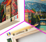 Bijeljina Bosnia Panoramic Travel Poster, Framed Canvas Print or Metal Wall Art, Travel Art, Home Decor, Panoramic Painting, Midcentury Art