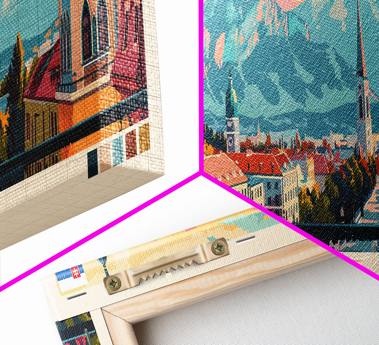 Celje Slovenia Panoramic Travel Poster, Framed Canvas Print or Metal Wall Art, Travel Art, Home Decor, Panoramic Painting, Midcentury Art