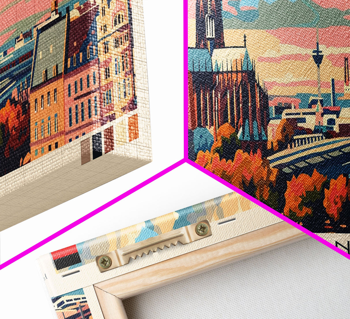 Cologne Germany Panoramic Travel Poster, Framed Canvas Print or Metal Wall Art, Travel Art, Home Decor, Panoramic Painting, Midcentury Art