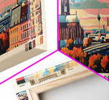 Cologne Germany Panoramic Travel Poster, Framed Canvas Print or Metal Wall Art, Travel Art, Home Decor, Panoramic Painting, Midcentury Art