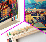 Florence Italy Panoramic Travel Poster, Framed Canvas Print or Metal Wall Art, Travel Art, Home Decor, Panoramic Painting, Midcentury Art