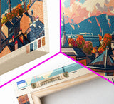 Grozny Russia Panoramic Travel Poster, Framed Canvas Print or Metal Wall Art, Travel Art, Home Decor, Panoramic Painting, Midcentury Art