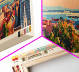 Huelva Spain Panoramic Travel Poster, Framed Canvas Print or Metal Wall Art, Travel Art, Home Decor, Panoramic Painting, Midcentury Art