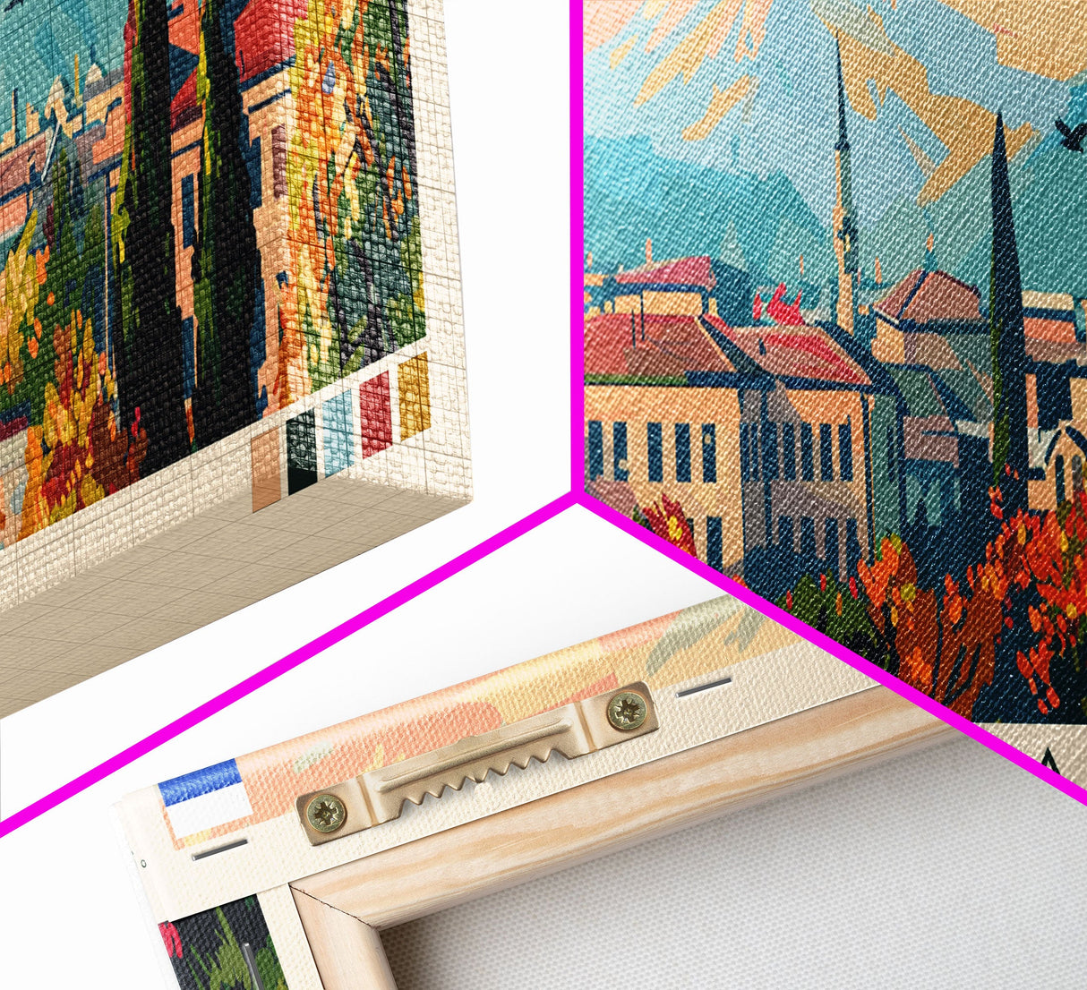 Konya Turkey Panoramic Travel Poster, Framed Canvas Print or Metal Wall Art, Travel Art, Home Decor, Panoramic Painting, Midcentury Art