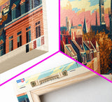 Kortrijk Belgium Travel Print Wall Art, Panoramic City Art, Travel Art, Wall Decor, Vacation Gift, Framed Canvas Print Or Metal Art