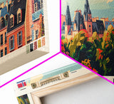 Krefeld Germany Panoramic Travel Poster, Framed Canvas Print or Metal Wall Art, Travel Art, Home Decor, Panoramic Painting, Midcentury Art