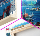 Bergen Norway Wall Art, Panoramic Travel Poster, Panoramic Framed Canvas Print, City Wall Art, Wall Hanging Home Decor, Travel Art