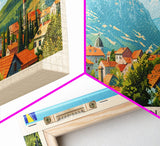 Bijeljina Bosnia Panoramic Travel Poster, Framed Canvas Print or Metal Wall Art, Travel Art, Home Decor, Panoramic Painting, Midcentury Art