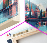Bordeaux France Panoramic Travel Poster, Framed Canvas Print or Metal Wall Art, Travel Art, Home Decor, Panoramic Painting, Midcentury Art