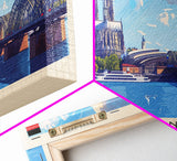 Cologne Germany Panoramic Travel Poster, Framed Canvas Print or Metal Wall Art, Travel Art, Home Decor, Panoramic Painting, Midcentury Art