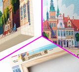 Gliwice Poland Panoramic Travel Poster, Framed Canvas Print or Metal Wall Art, Travel Art, Home Decor, Panoramic Painting, Midcentury Art